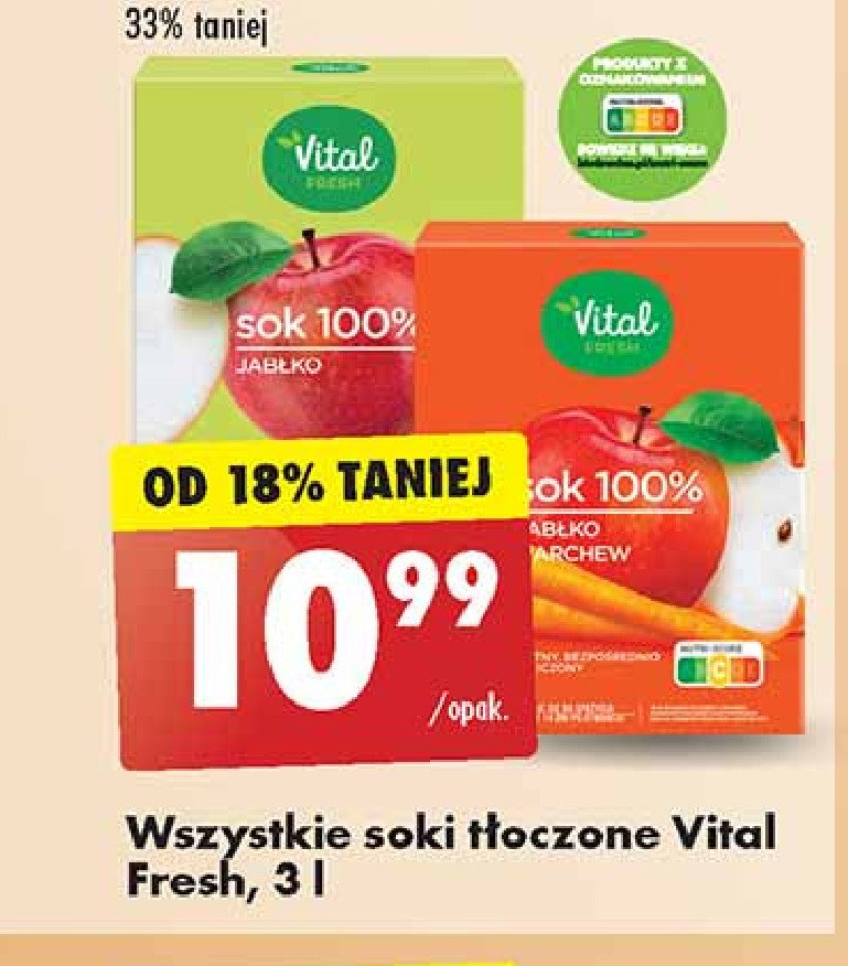 Sok 100% jabłko-marchew Vital fresh promocja