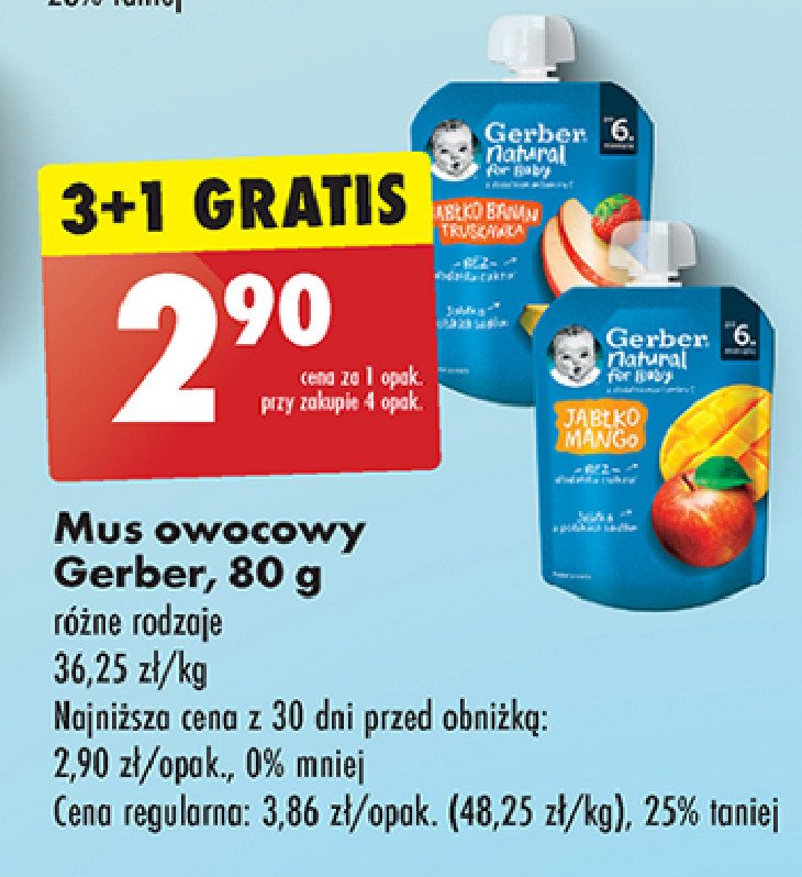 Deserek jabłko-mango Gerber natural for baby promocja