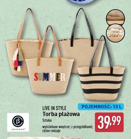 Torba plażowa Live in style promocja w Aldi