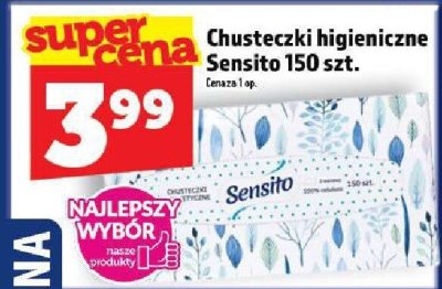 Chusteczki higieniczne Sensito 150 szt. promocja w TOPAZ