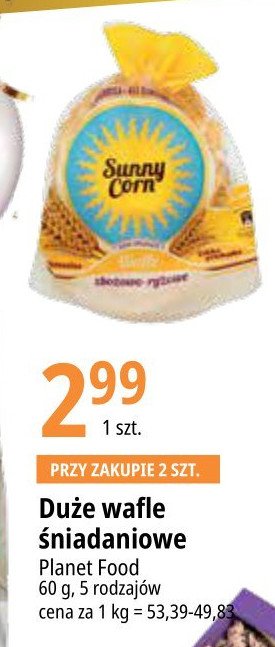 Wafle zbożowo-ryżowe Sunny corn promocja
