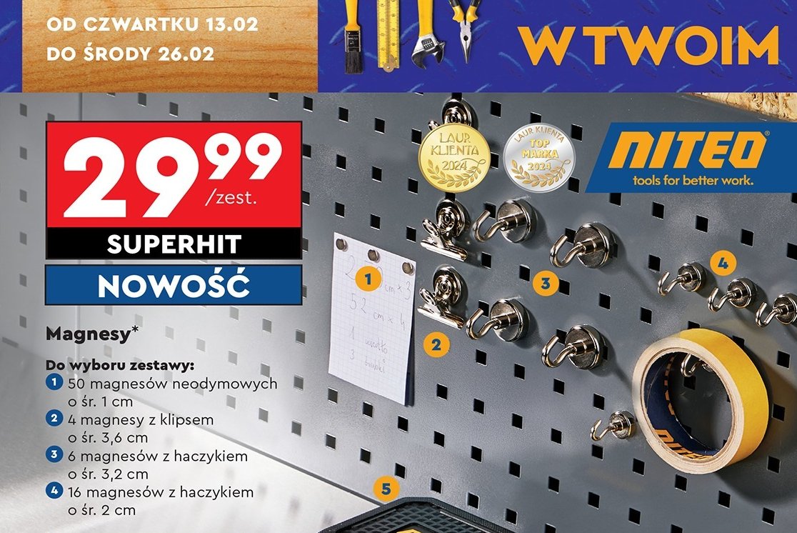 Magnesy neodymowe śr. 1 cm Niteo tools promocja w Biedronka