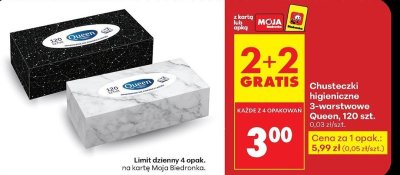 Chusteczki higieniczne 3-warstwowe, 120 szt. promocja w Biedronka