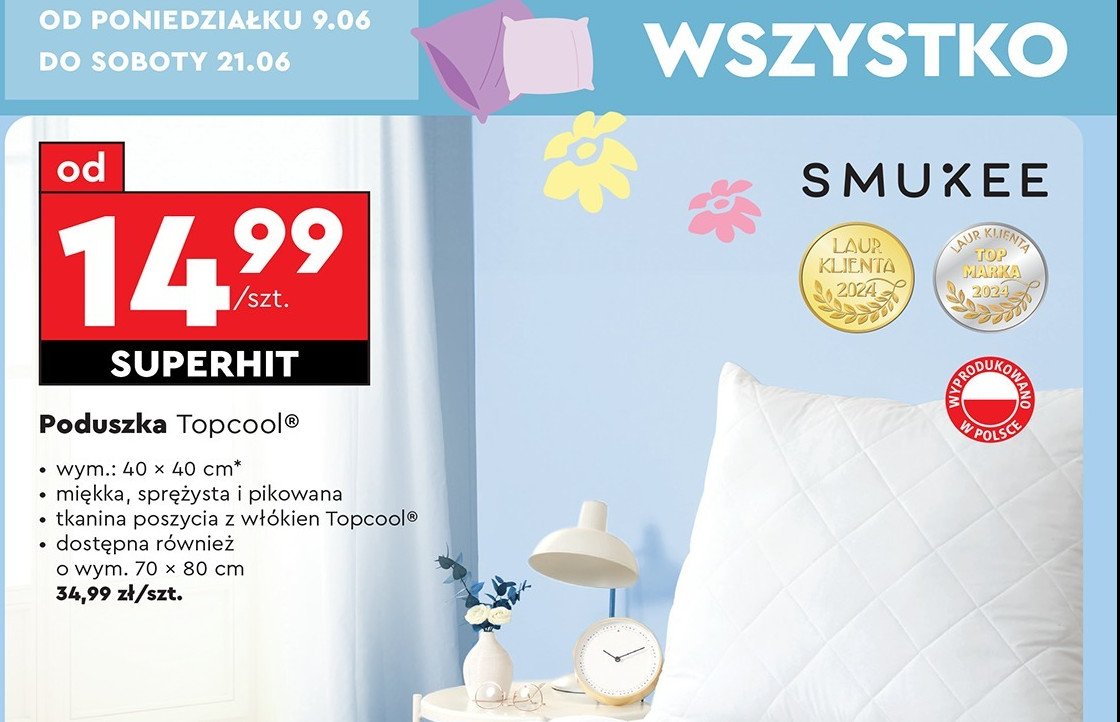 Poduszka poduszka ortopedyczna topcool 70 x 80 cm Smukee promocja w Biedronka
