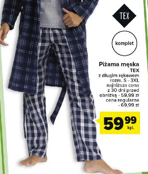 Piżama męska długi rękaw rozm. s-3xl Tex promocja