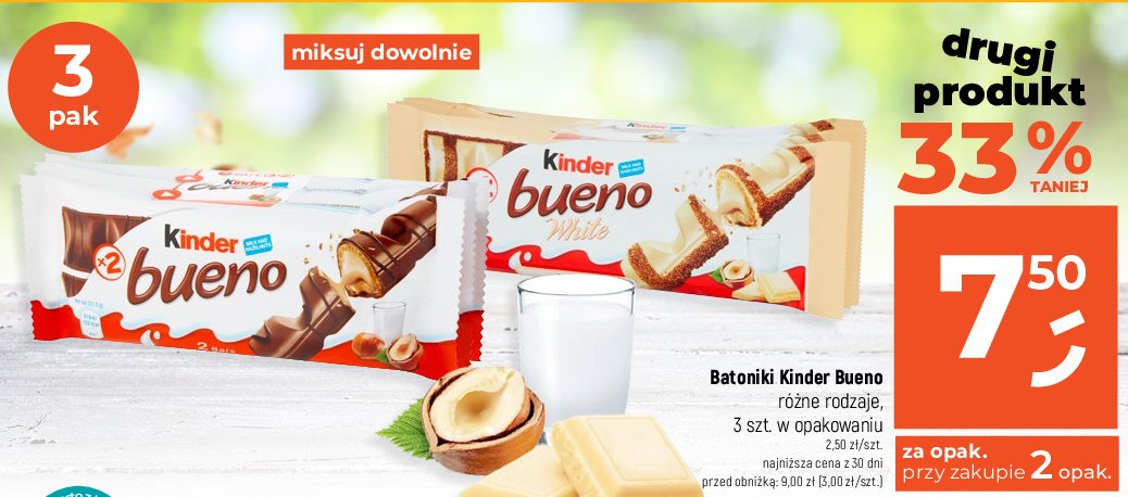 Baton Kinder Bueno white promocja w Dealz