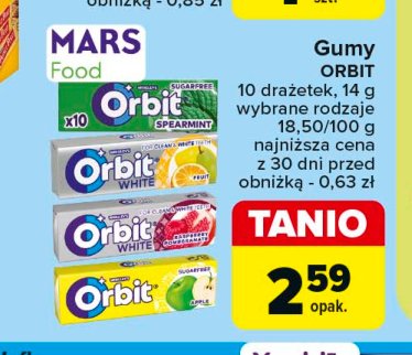 Guma do żucia raspberry & pomegranate Orbit white promocja