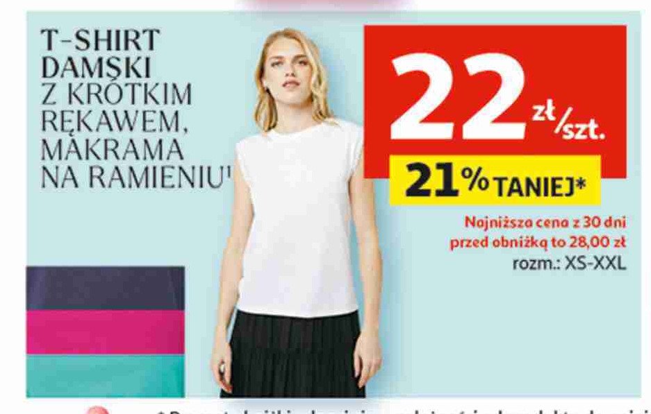 T-shirt damski xs-xxl z makramą na ramieniu Auchan inextenso promocja