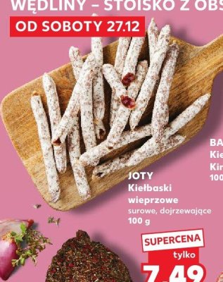Kiełbaski wieprzowe, surowe, dojrzewające Joty promocja w Kaufland