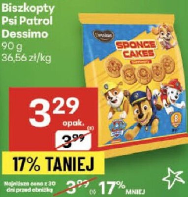 Biszkopty Psi Patrol Dessimo 90g promocja w Delikatesy Centrum