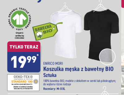 Koszulka męska m-2xl z bawełny bio Enrico mori promocja