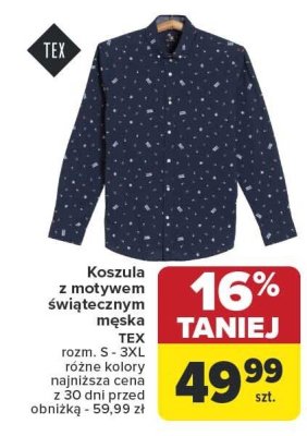 Koszula z motywem świątecznym męska TEX promocja w Carrefour