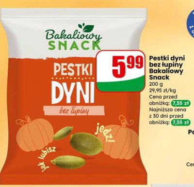 Pestki dyni bez łupiny Bakaliowy Snack promocja w Dino
