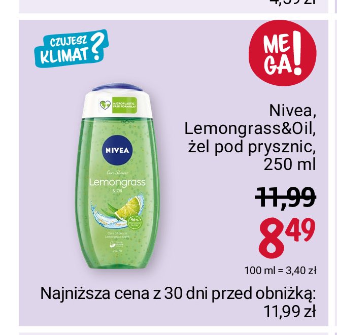 Żel pod prysznic lemongrass & oil Nivea promocja
