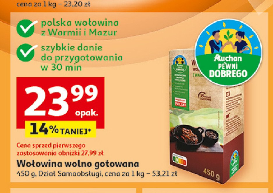 Wołowina wolno gotowana Auchan pewni dobrego promocja