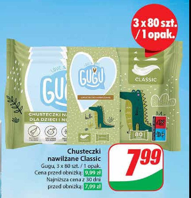 Chusteczki nawilżane love & care Gugu classic promocja