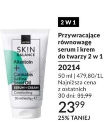 Serum i krem do twarzy 2 w 1 AVON SKIN BALANCE Alantoin promocja w AVON