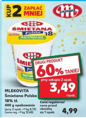 Śmietana Polska 18% tł. MLEKOVITA promocja w Kaufland