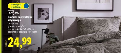 Pościel z mikrowłókna satynowego 140x200cm + 70x80cm promocja w Lidl
