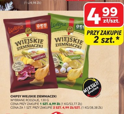 Chipsy Wiejskie Ziemniaczki wybrane rodzaje 130 g promocja w Top Market