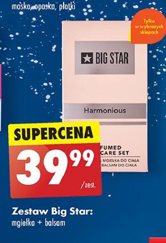 Zestaw w pudełku harmonious mgiełka + balsam Big star zestaw promocja w Biedronka