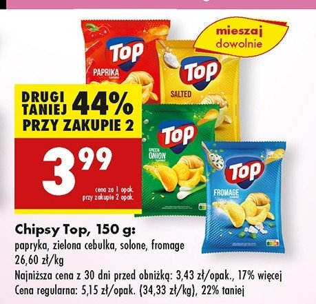 Chipsy solone Top chips Top (biedronka) promocja w Biedronka