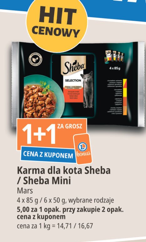 Karma dla kota z kurczakiem wołowiną kaczką Sheba fresh & fine promocja