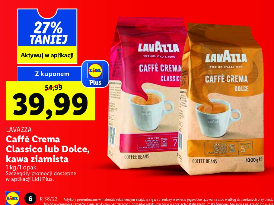 Kawa Lavazza caffe crema classico promocje