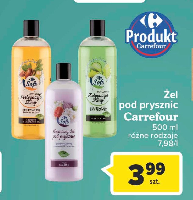 Żel pod prysznic olive oil & lime Carrefour soft promocja
