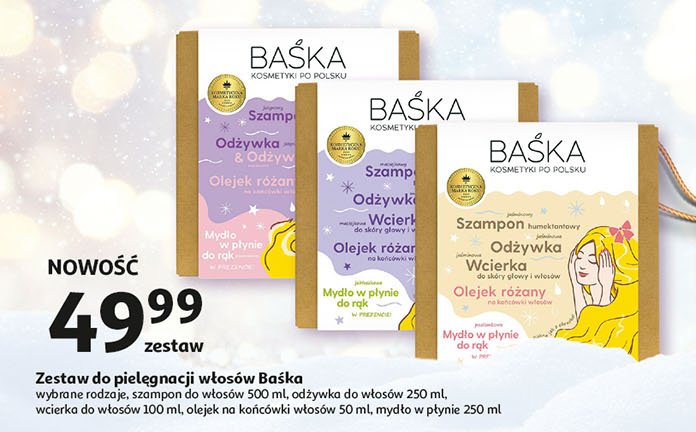 Zestaw w pudełku olejek różany: szampon + odżywka + wcierka Baśka promocja