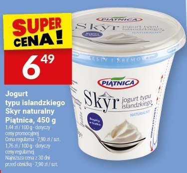 Jogurt typu islandzkiego Skyr naturalny Piątnica, 450 g promocja w Twój Market