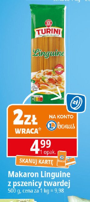 Makaron linguine Wiodąca marka turini promocja w Leclerc