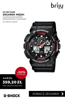 Zegarek męski G-SHOCK GA-100-1A4ER wstrząsoodporność rozbudowany kalendarz promocja w Briju