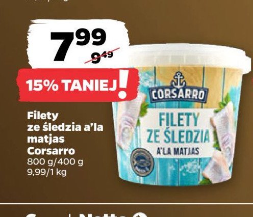 Filety ze śledzia a'la matjas Corsarro promocja w Netto