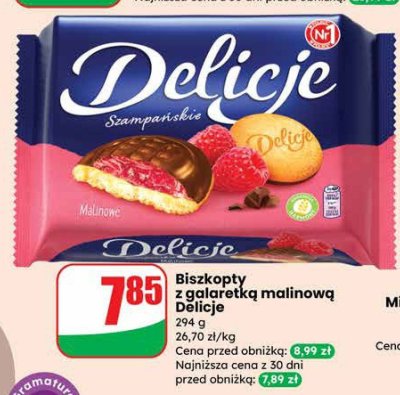 Biszkopty z galaretką malinową promocja w Dino