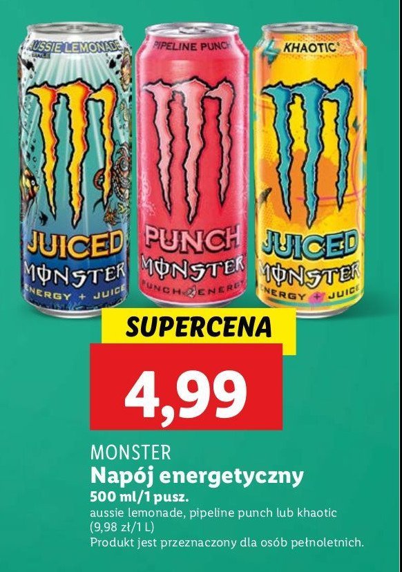 Napój energetyczny Monster energy pipeline punch promocja