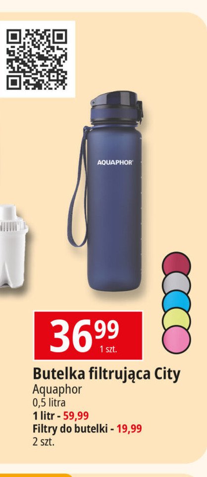 Butelka filtrująca city 500 ml szara Aquaphor promocja w Leclerc