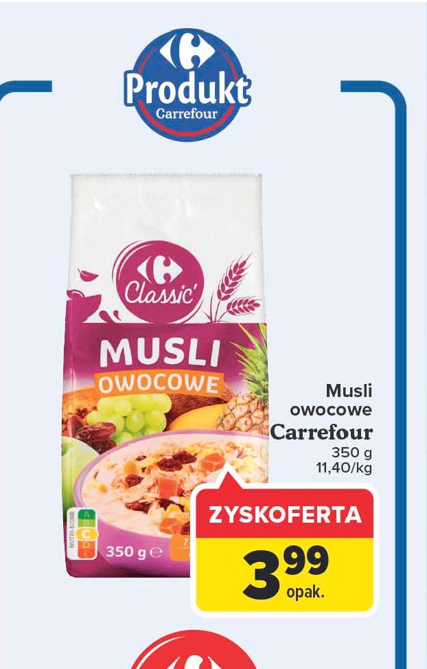 Musli owocowe Carrefour classic promocje