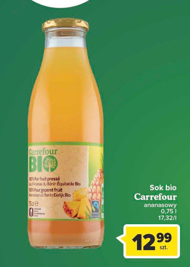 Sok ananasowy Carrefour bio promocja