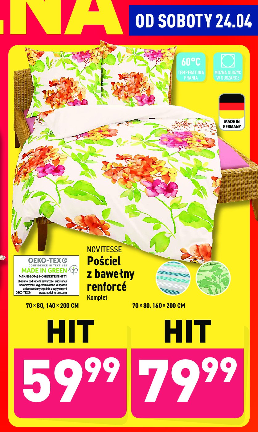 Po艣ciel z bawe艂ny renforce 70x80 + 160x200 Novitesse promocja