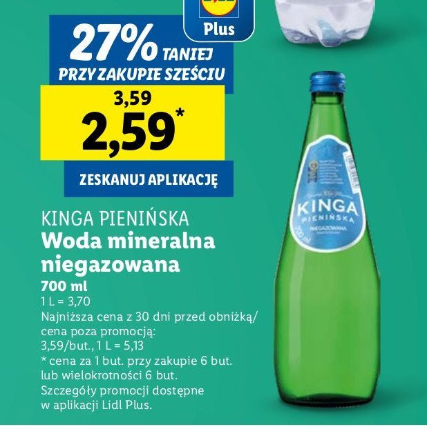 Woda niegazowana Kinga pieni艅ska linia zielona promocja