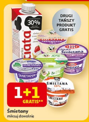Śmietana 1+1 różne rodzaje promocja w Auchan