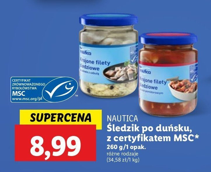 Filet śledziowe krojone oleju z cebulką Nautica schwartz promocja w Lidl