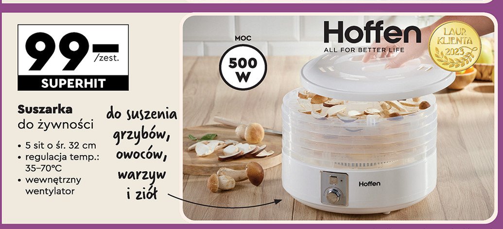 Suszarka do grzybów 5 sit Hoffen promocja