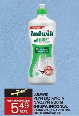 Płyn do mycia naczyń LUDWIK koncentrat różne rodzaje GRUPA INCO S.A. promocja w Wafelek