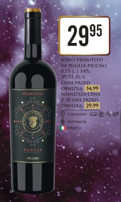 Wino Primitivo di Puglia Piccini 0,75 L promocja w Dino