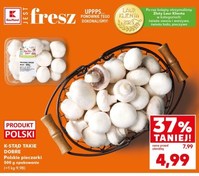 Pieczarki świeże białe polskie 500 g K-Stąd Takie Dobre promocja w Kaufland