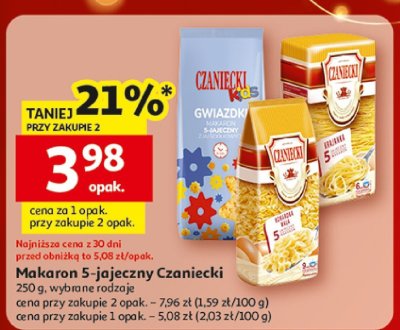 Makaron 5-jajeczny Czaniecki 250g wybrane rodzaje promocja w Auchan
