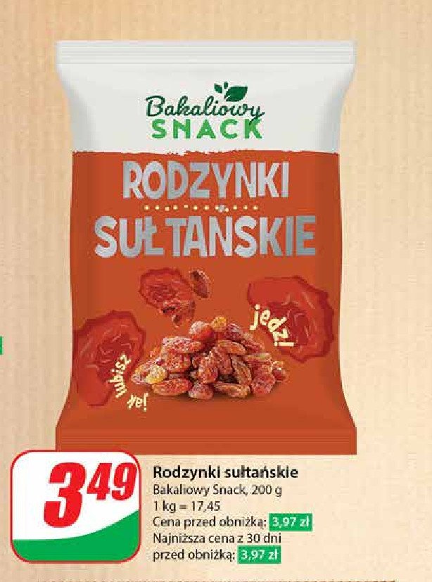 Rodzynki sułtańskie Bakaliowy snack promocja