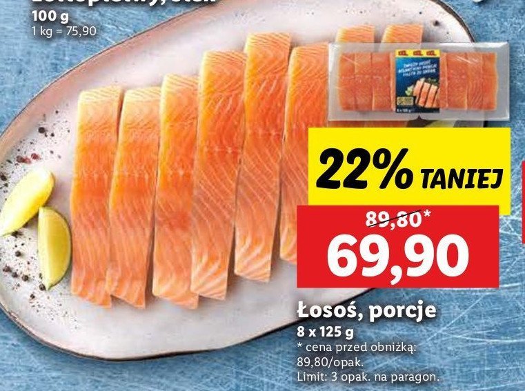 Łosoś porcje promocja w Lidl